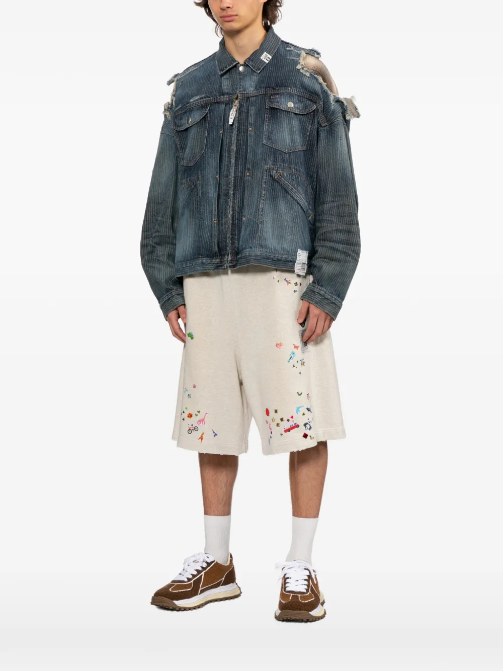  Maison Mihara Yasuhiro Distressed Layered Jacket - Blue 
