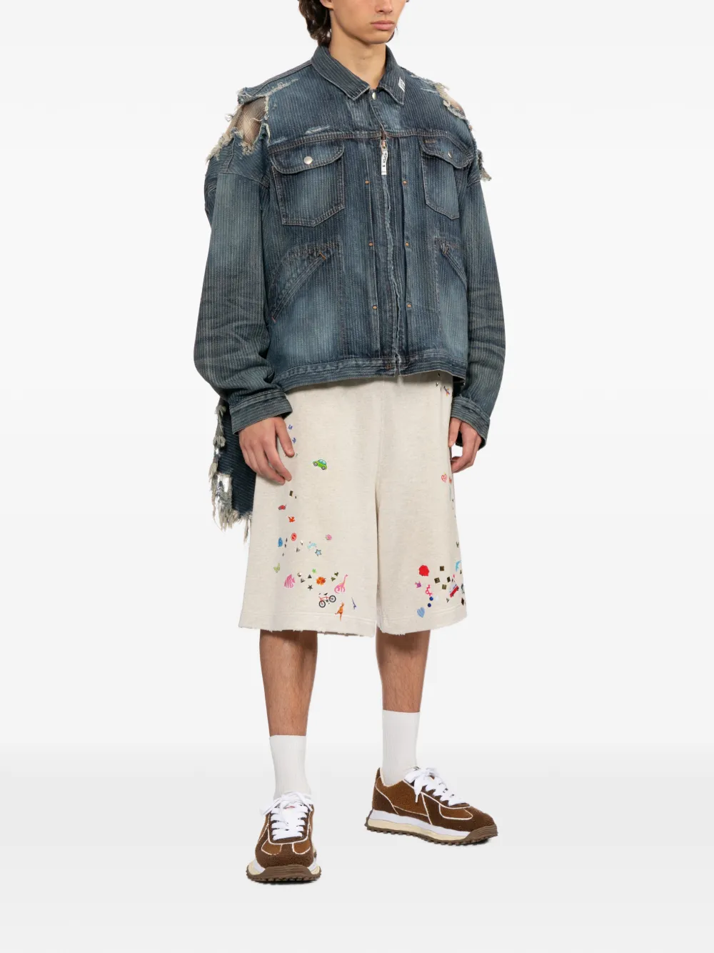  Maison Mihara Yasuhiro Distressed Layered Jacket - Blue 