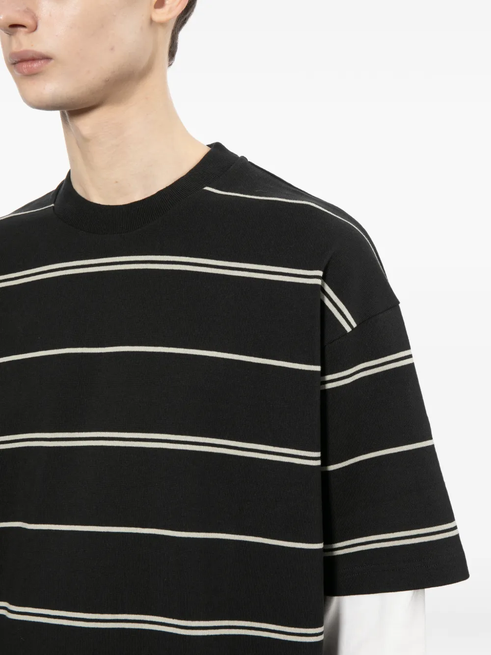 Comme des Garçons Homme Gestreept T-shirt Zwart