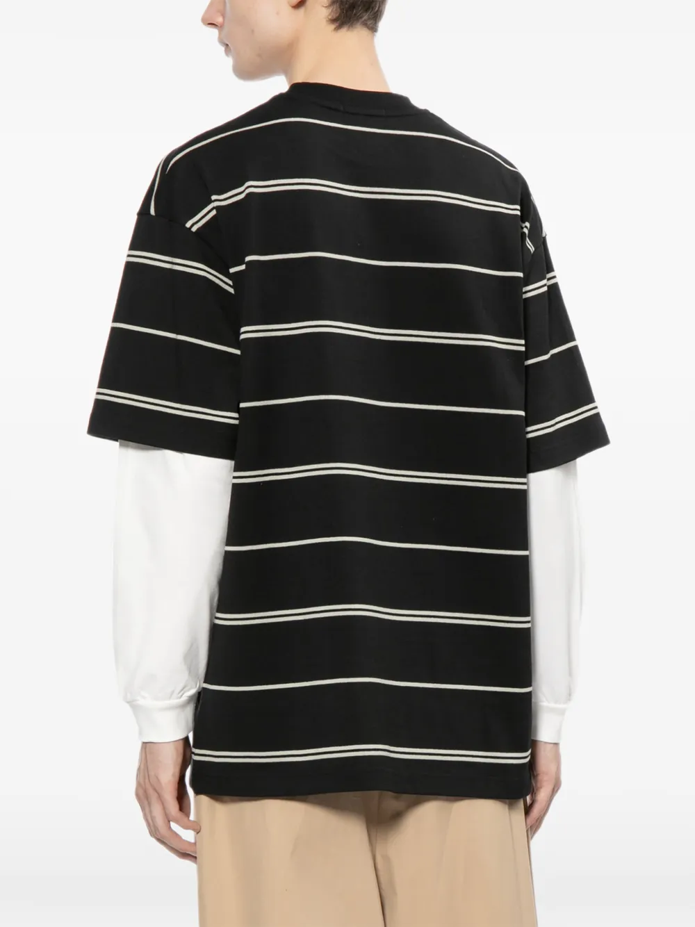 Comme des Garçons Homme Gestreept T-shirt Zwart