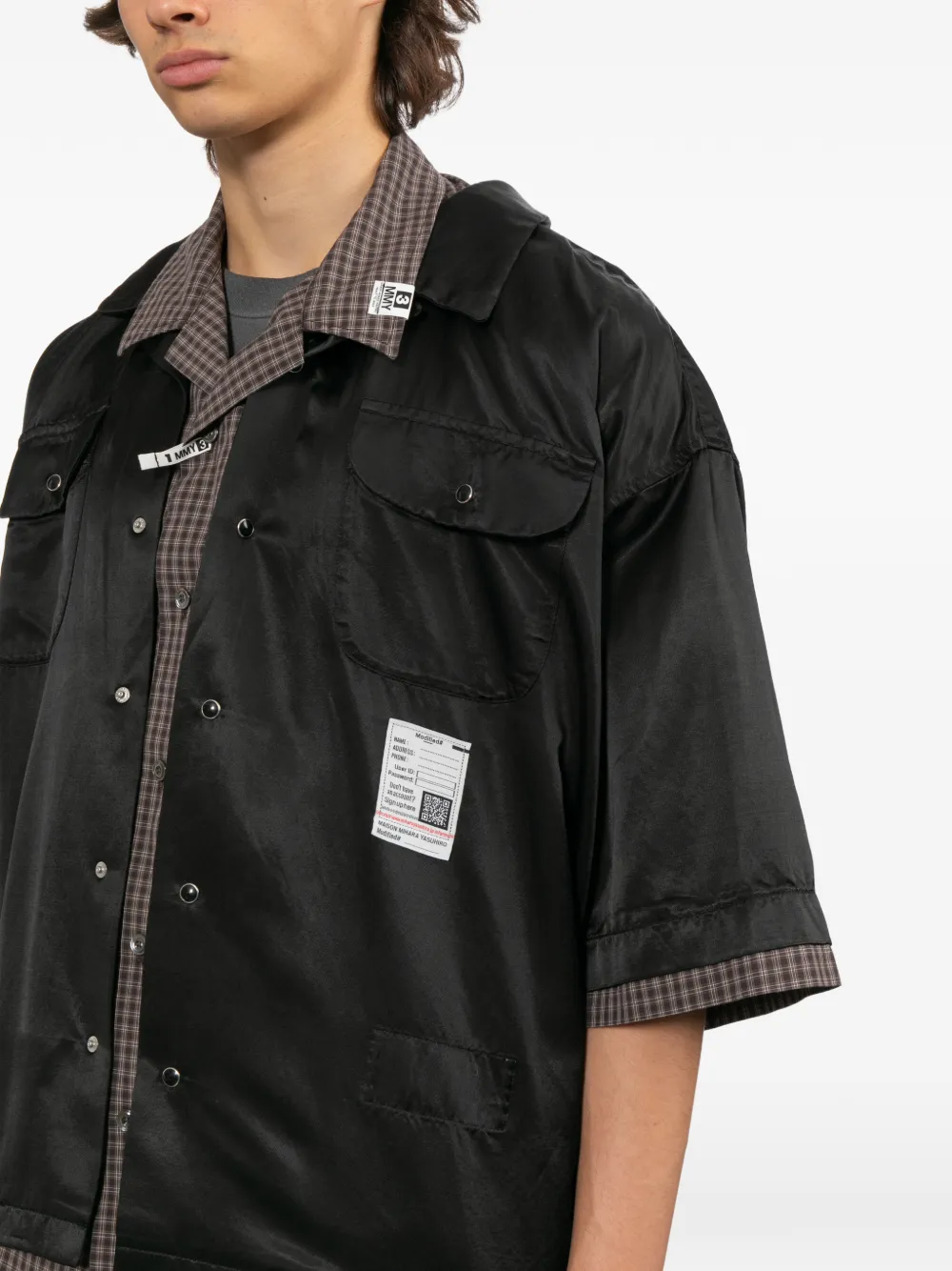 graphic-embroidered layered shirt