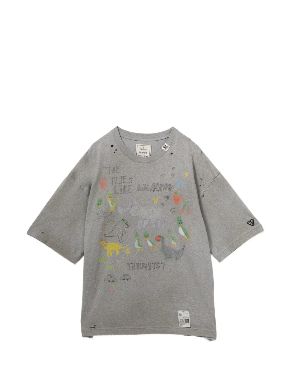 Maison MIHARA YASUHIRO T-shirt con effetto vissuto - Grigio