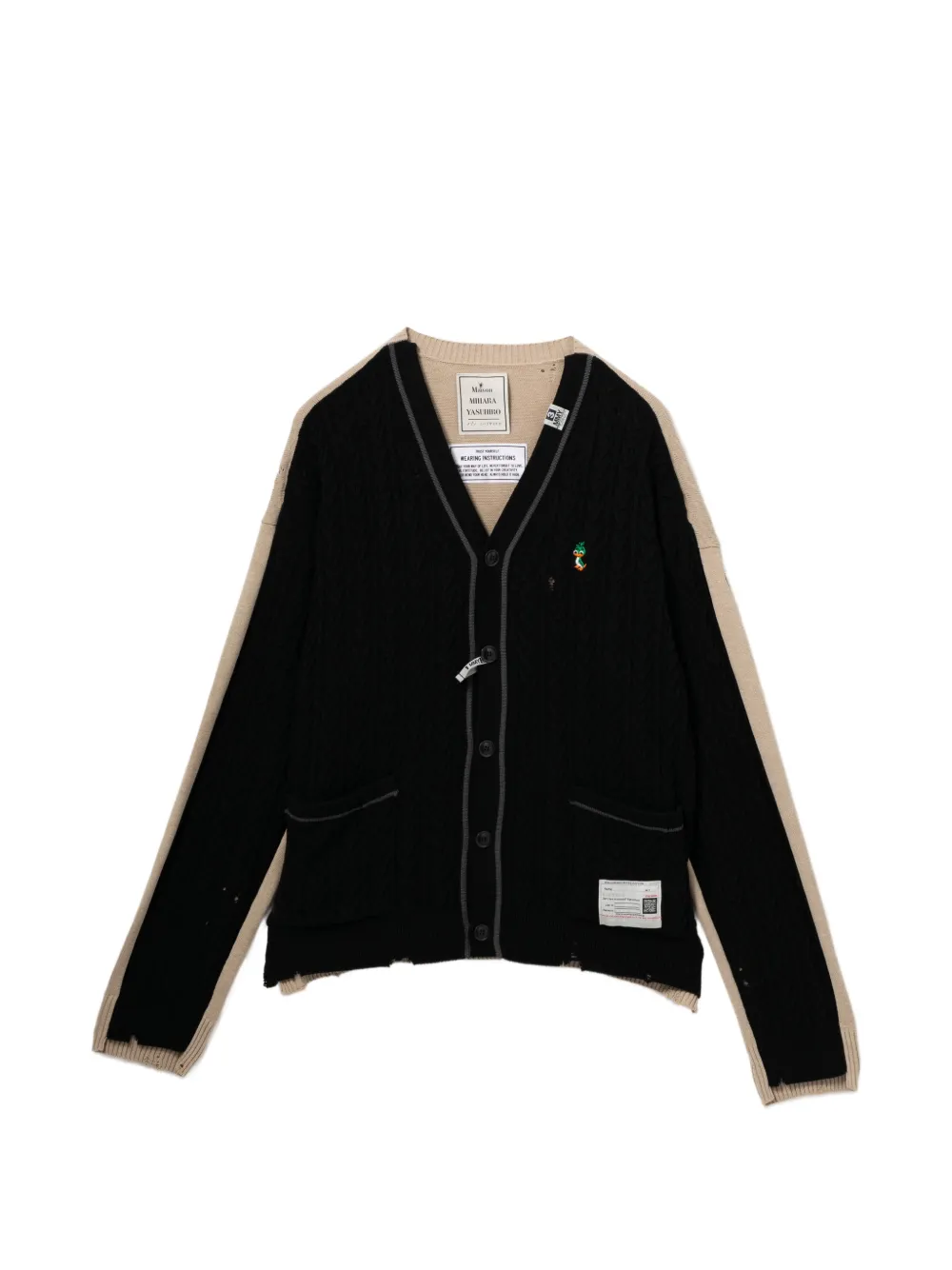 Maison MIHARA YASUHIRO Cardigan mit Zopfmuster - Schwarz