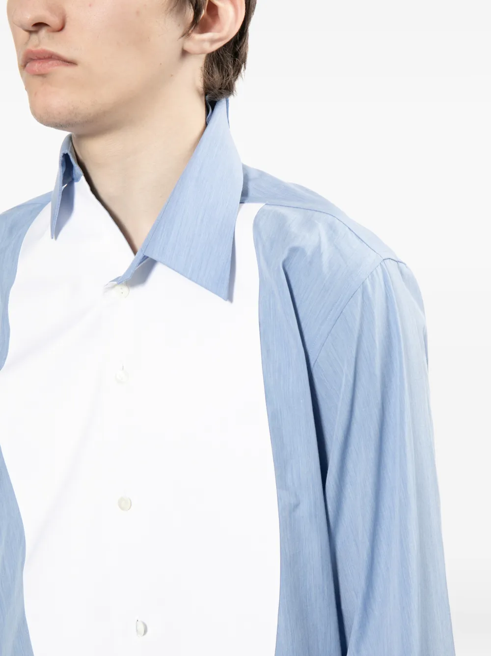 Junya Watanabe MAN Overhemd met colourblocking Blauw