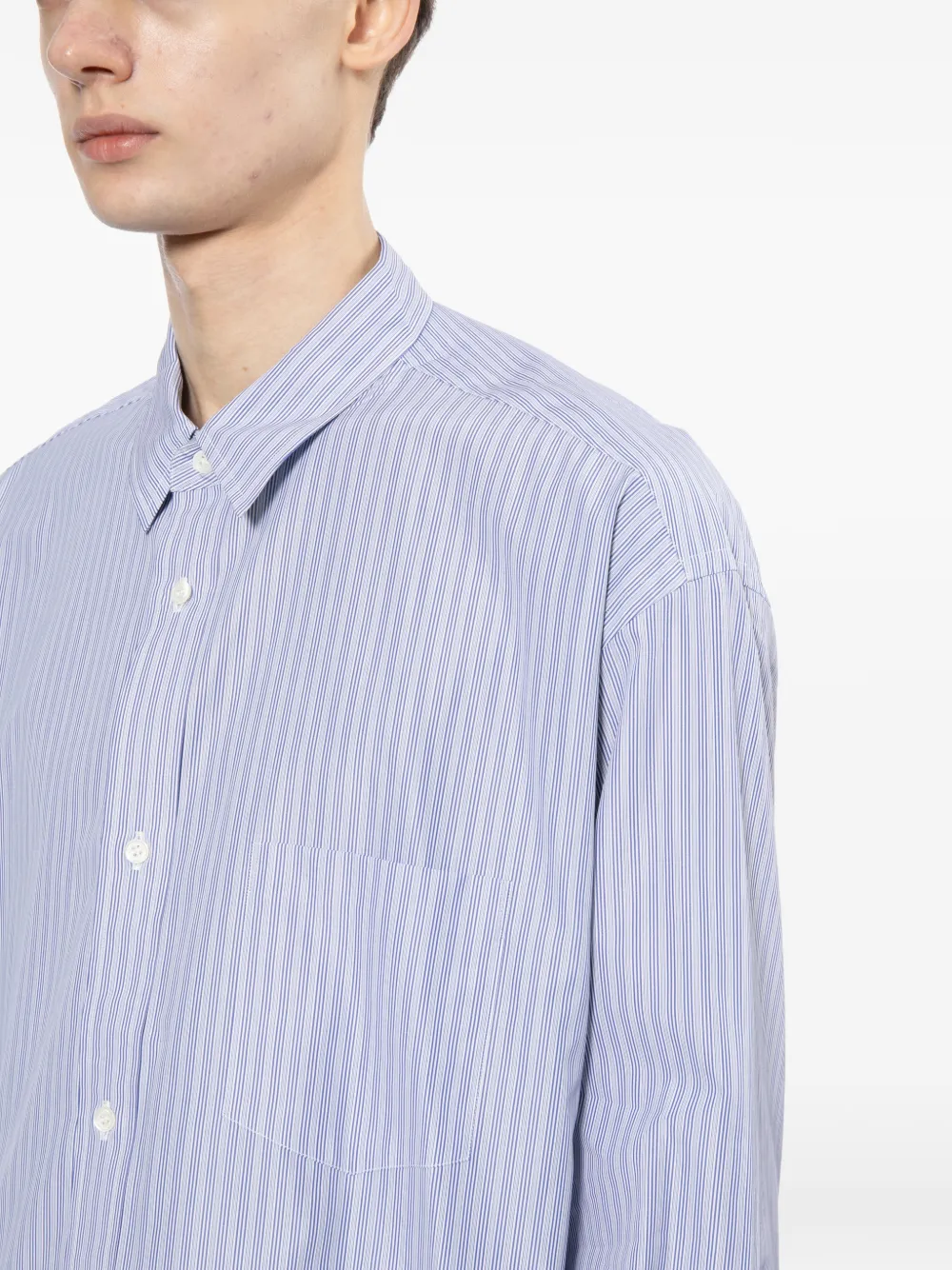 Comme des Garçons Homme Gestreept overhemd Blauw