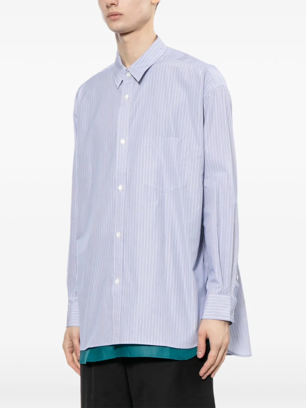 Comme des Garçons Homme Gestreept overhemd Blauw