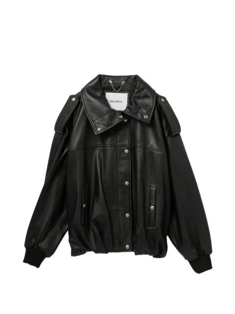 Halfboy snap-button leather jacket