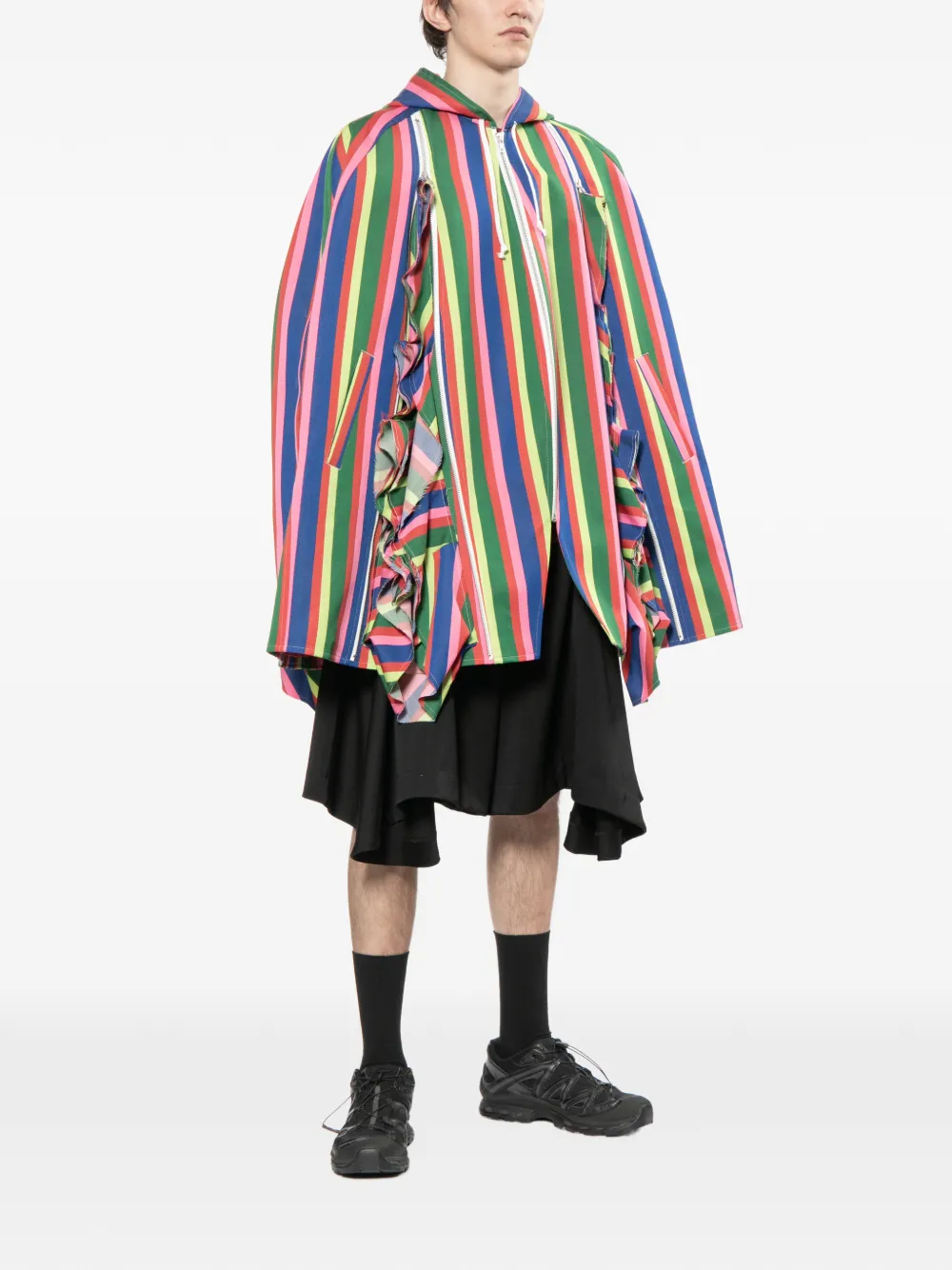  Comme Des Garçons Homme Plus Striped Coat - Green 
