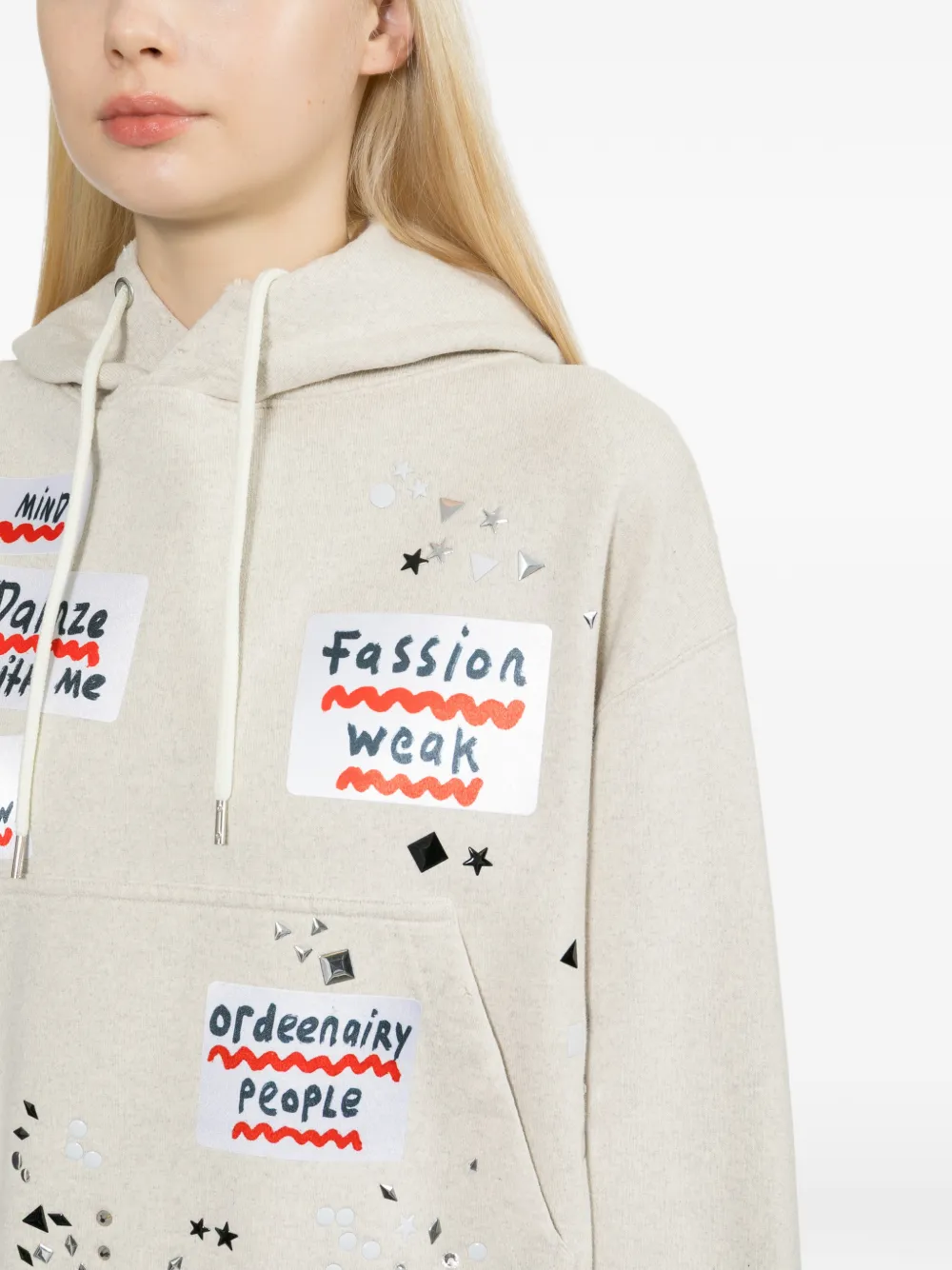 Maison MIHARA YASUHIRO Hoodie verfraaid met sticker Beige