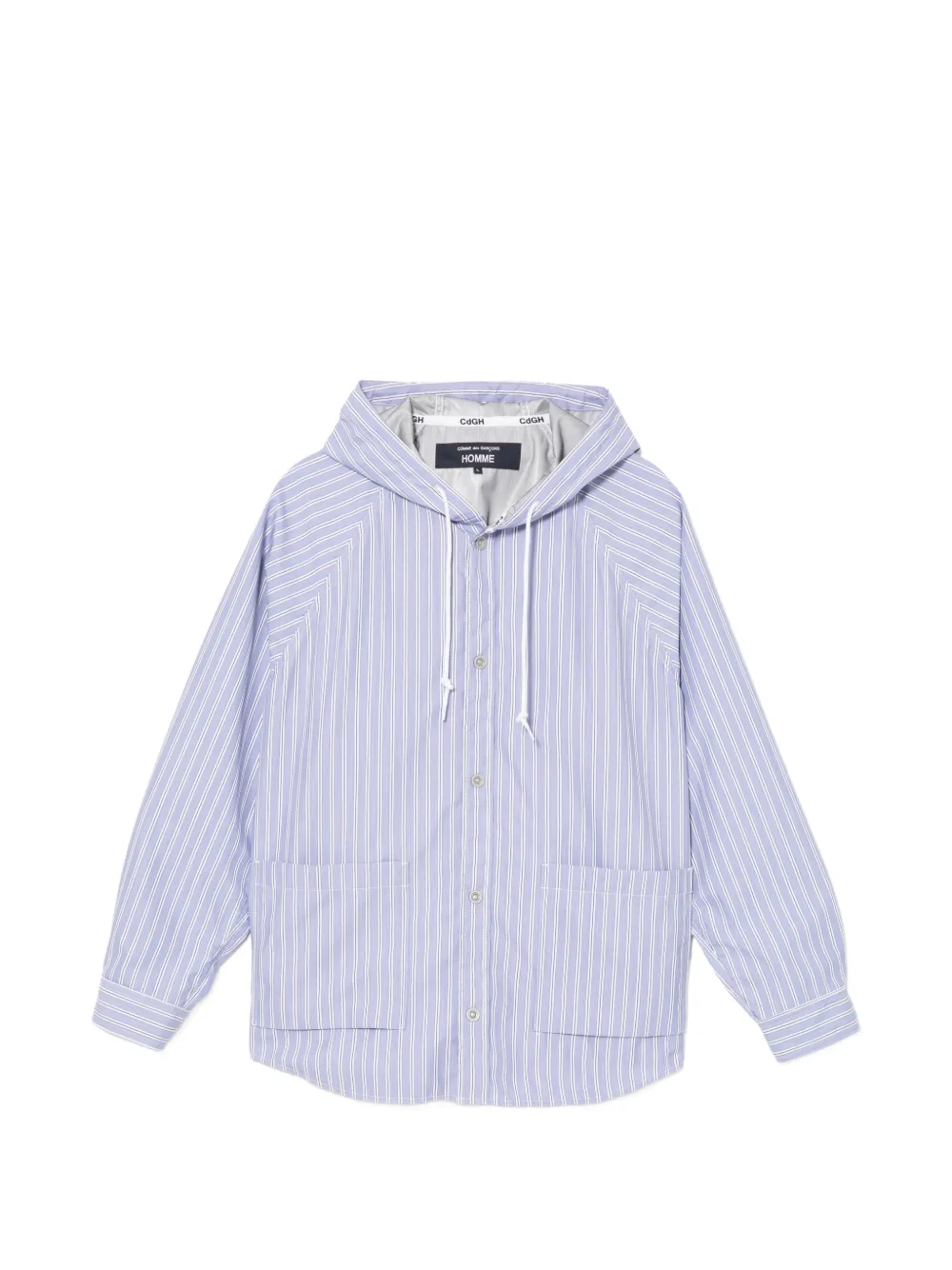 Comme des Garçons Homme Piumino a righe con cappuccio - Blu