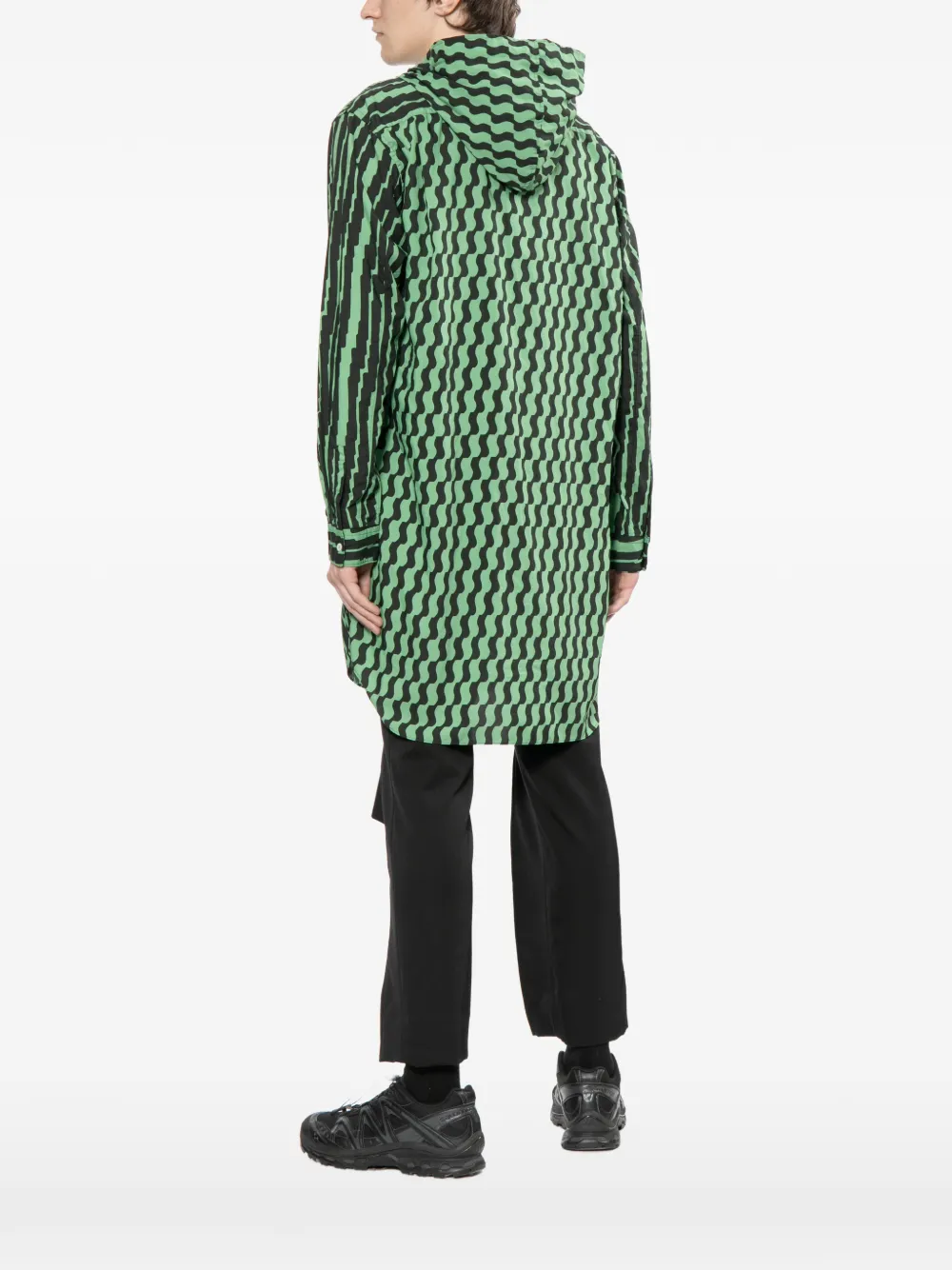 Comme des Garçons Homme Plus Overhemd met geometrische print en capuchon Groen