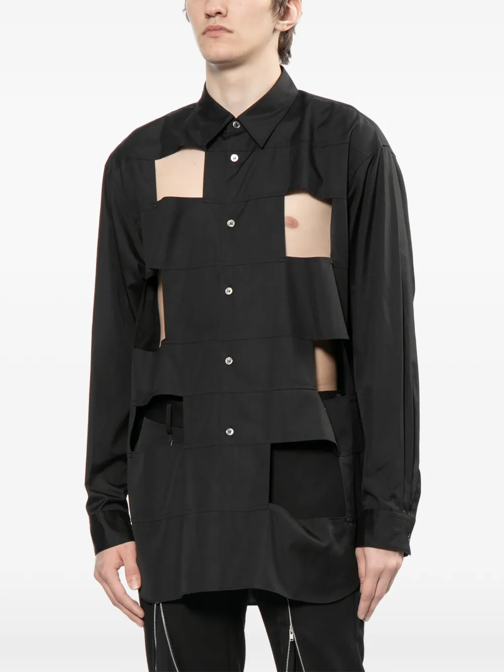Comme des Garçons Homme Plus Uitgesneden overhemd Zwart