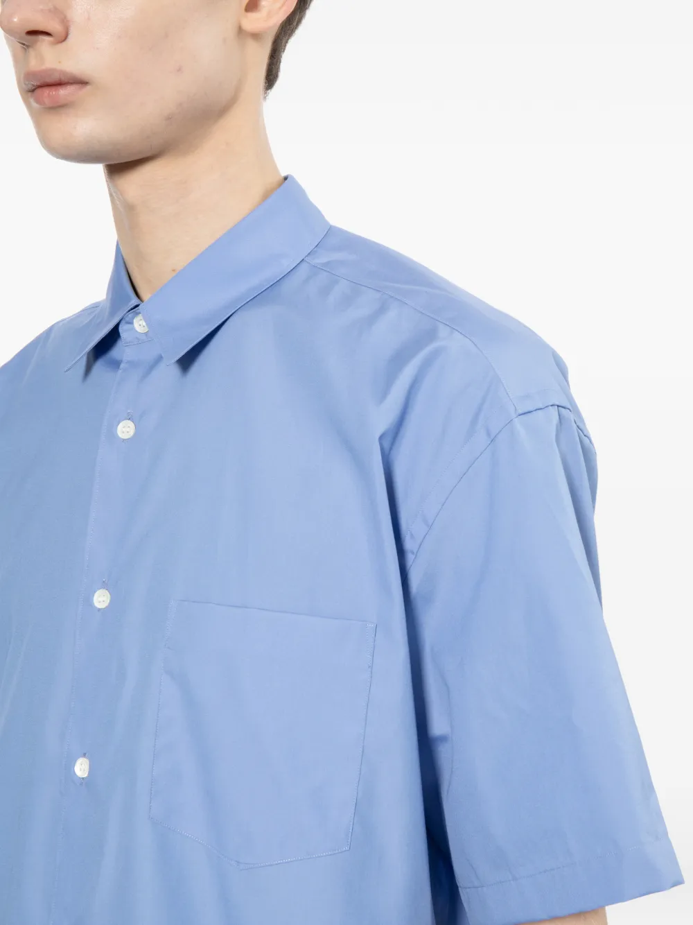 Comme des Garçons Homme Overhemd met geborduurd logo Blauw