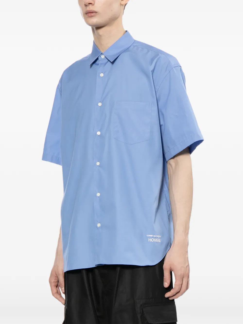 Comme des Garçons Homme Overhemd met geborduurd logo Blauw