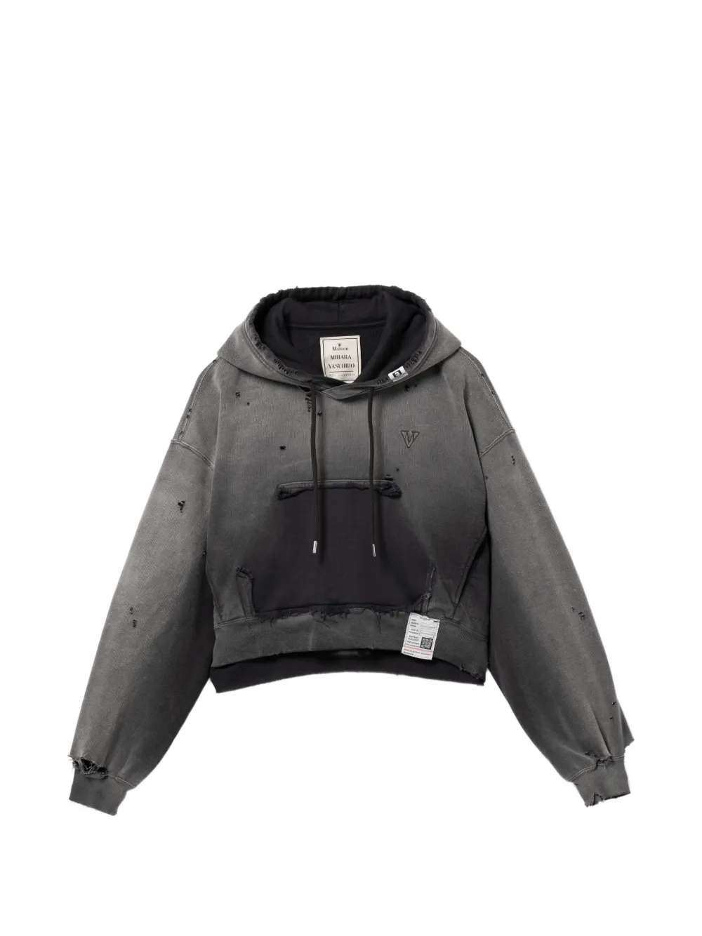 Maison MIHARA YASUHIRO Felpa con effetto sfumato e cappuccio - Grigio