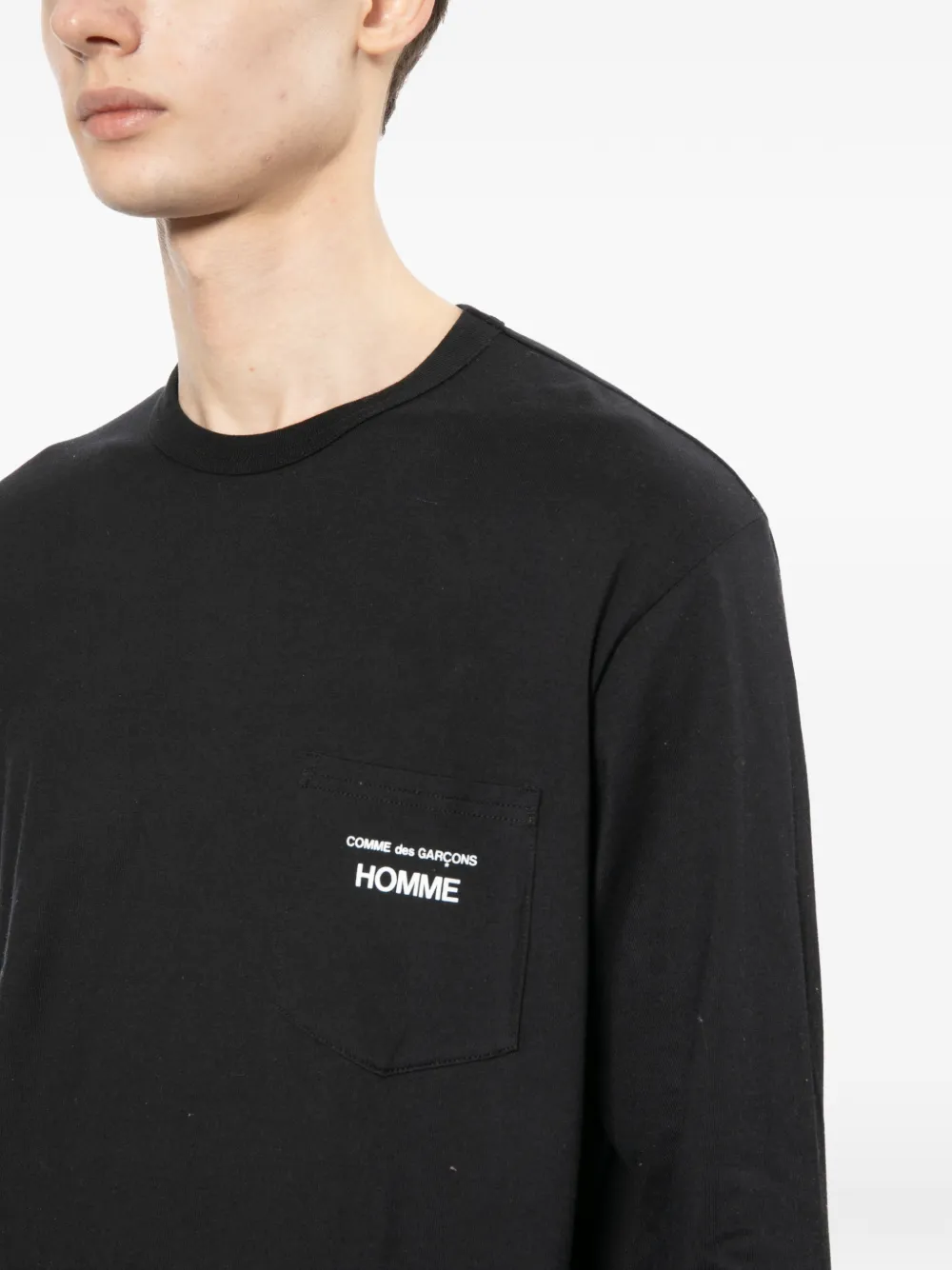 Comme des Garçons Homme T-shirt met borstzak Zwart