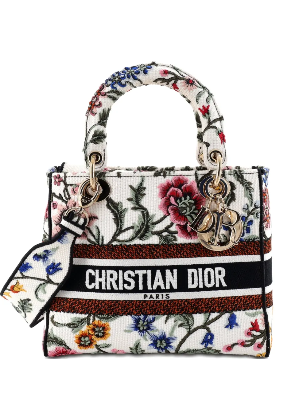 Christian Dior Pre-Owned Lady D-Lite Bag Embroidered Canvas Medium satchel - Nero