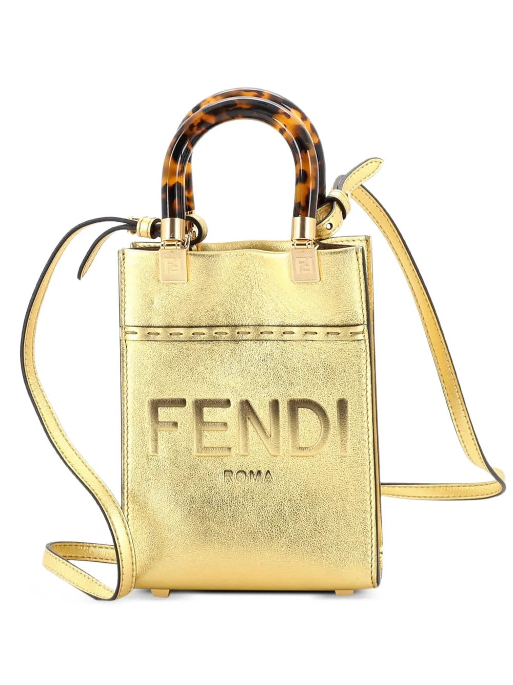 Fendi Pre-Owned Sunshine Shopper Tote Leather Mini crossbody bag - Oro