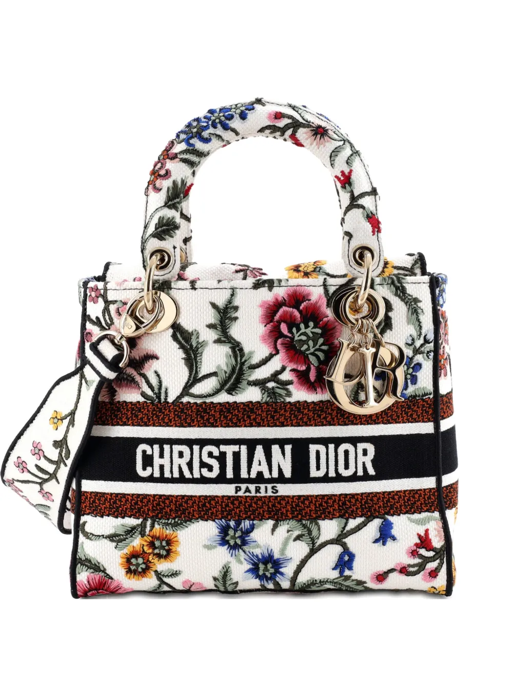Christian Dior Pre-Owned Lady D-Lite Bag Embroidered Canvas Medium satchel - Multicolore