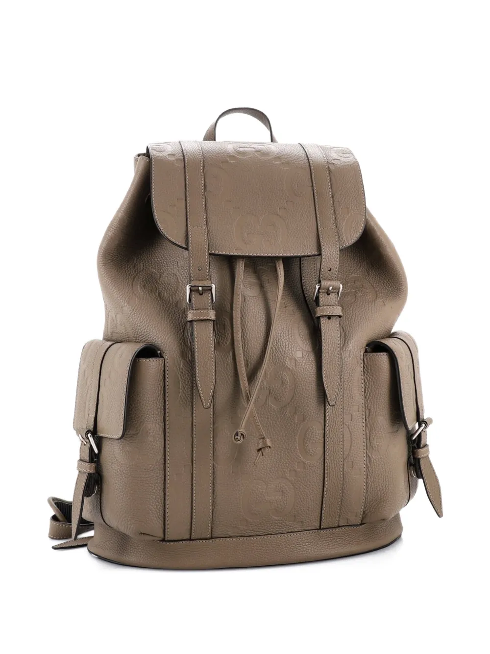Double Pocket Belt Jumbo Gg Embossed Leather Large Backpack