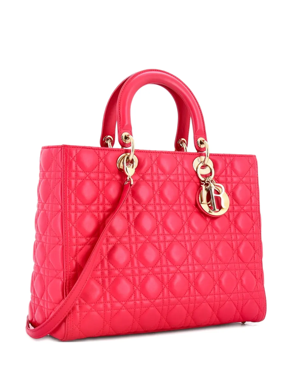 Christian Dior Pre-Owned Lady Dior Bag Cannage Quilt Lambskin Large tote bag - Rosa
