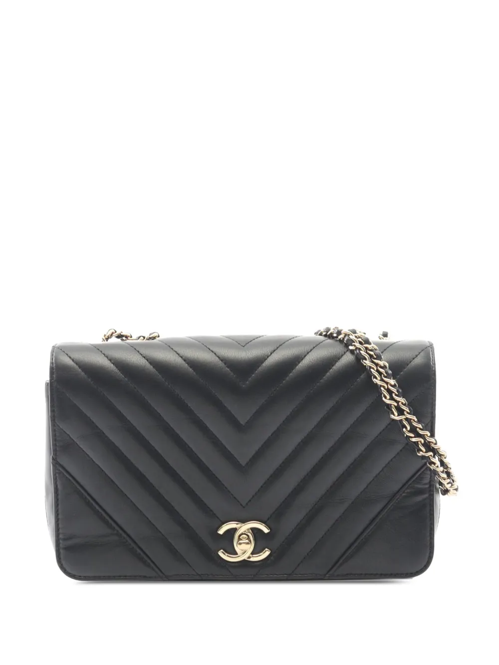 CHANEL Pre-Owned 2019 CC Chevron Lambskin Full Flap crossbody bag - Nero