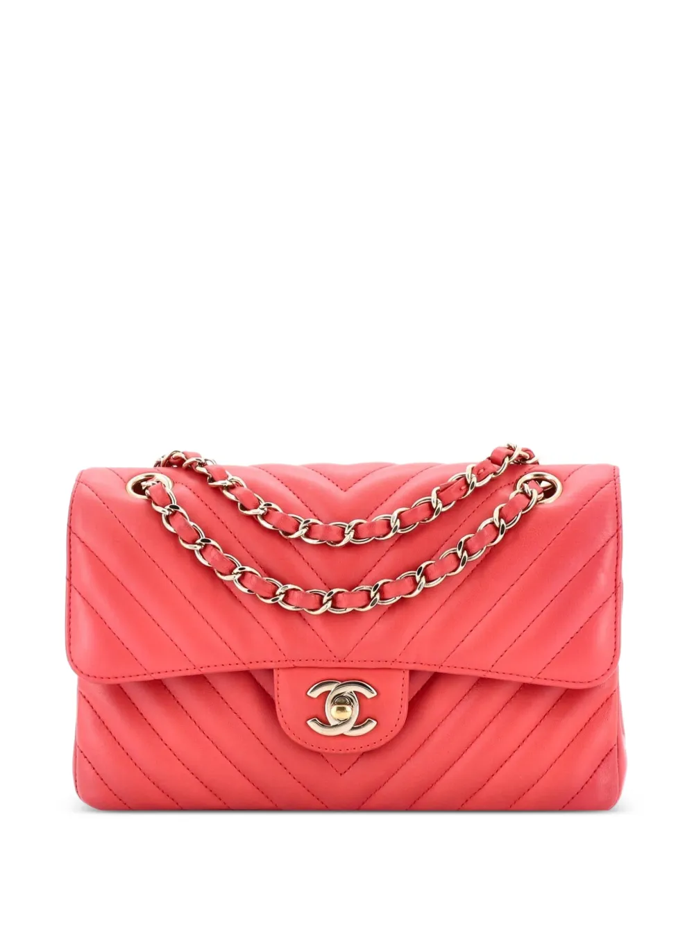 CHANEL Pre-Owned Classic Double Flap Bag Chevron Lambskin Small shoulder bag - Rosa