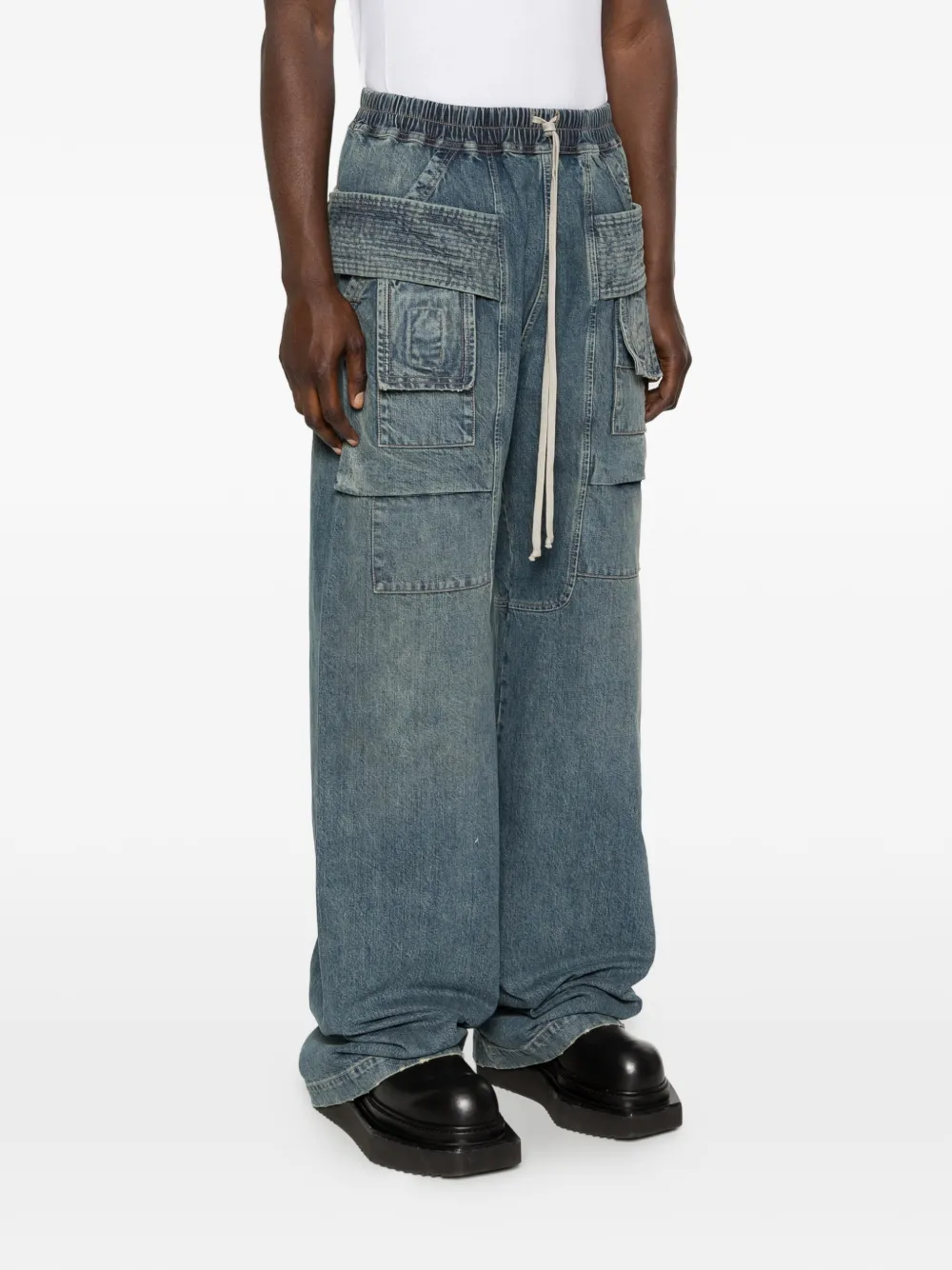  Rick Owens Drkshdw Drawstring Cargo Pants - Blue 