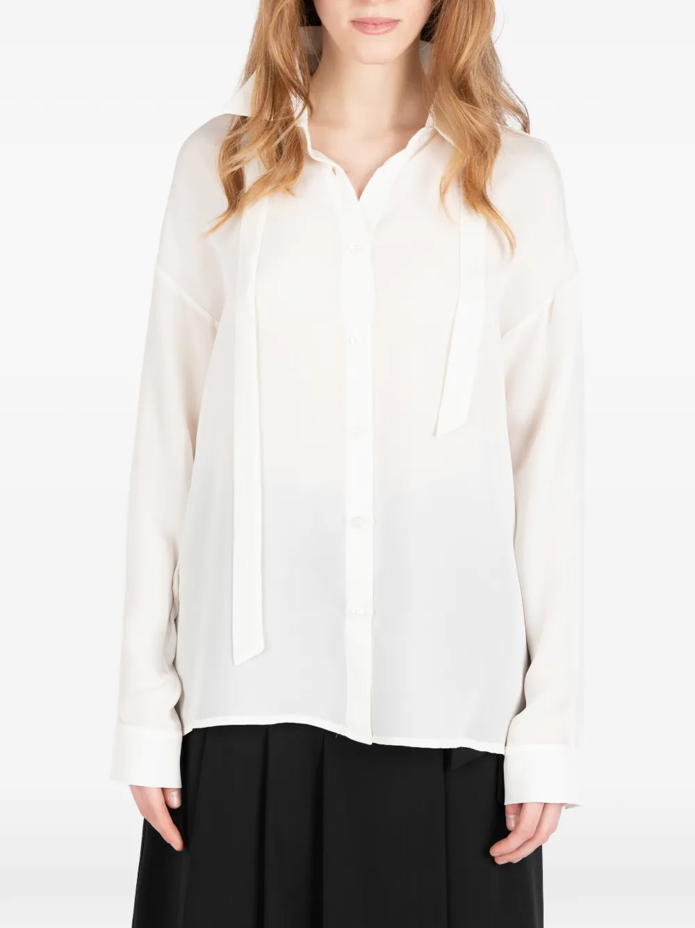 Société Anonyme tie-detail silk shirt - Bianco