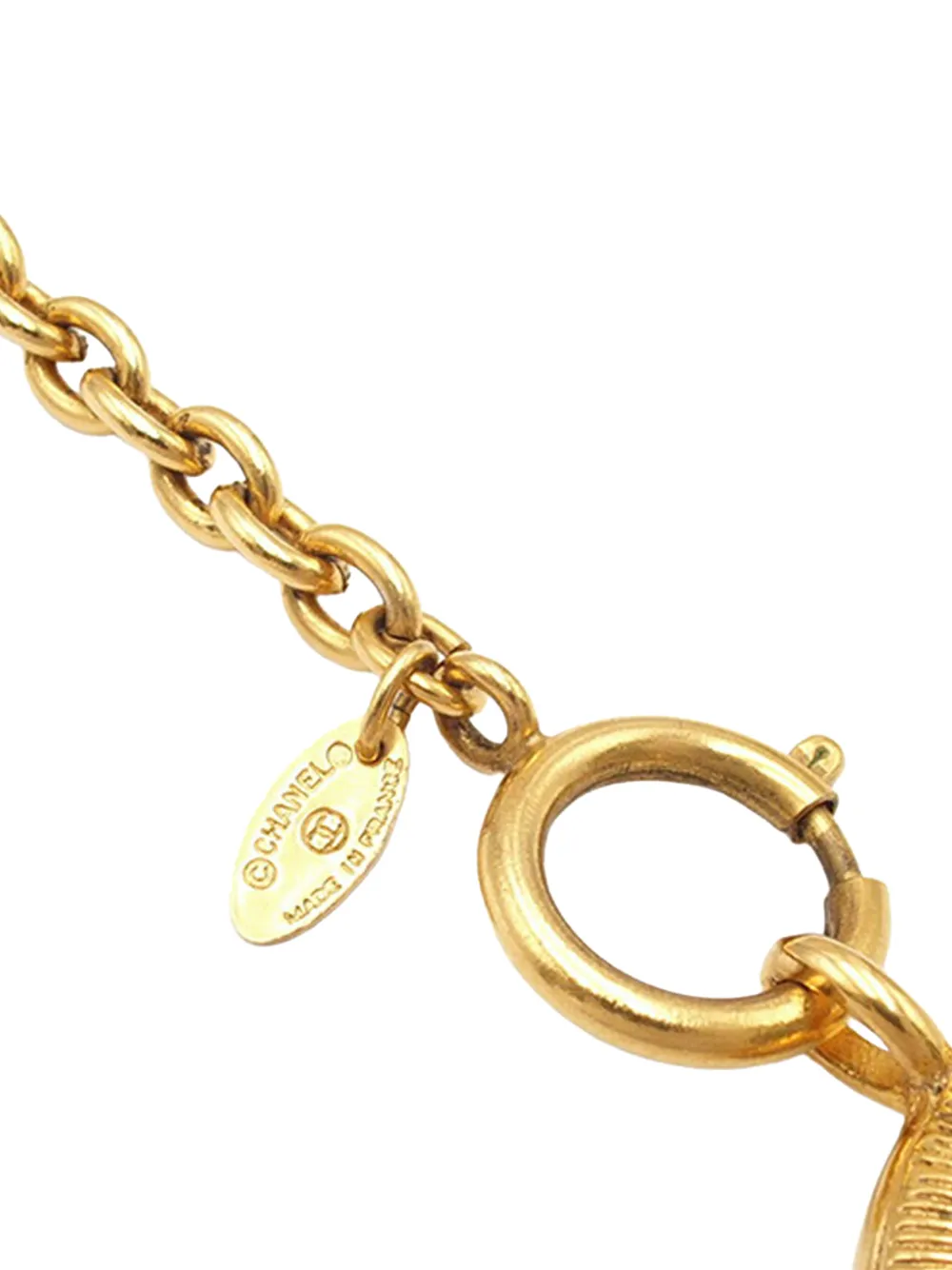 1970-1980 Cc Gold Plated Round Pendant Necklace Costume Necklace