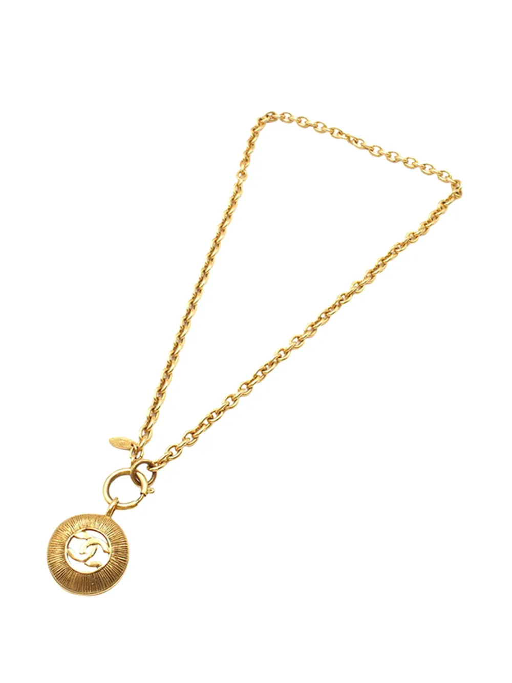 CHANEL Pre-Owned 1970-1980 CC Gold Plated Round Pendant Necklace costume necklace - Oro