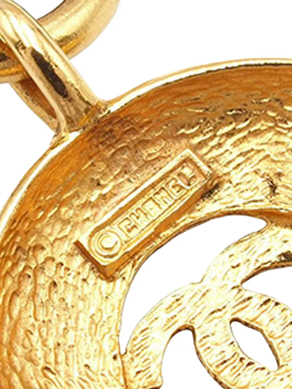 1970-1980 Cc Gold Plated Round Pendant Necklace Costume Necklace