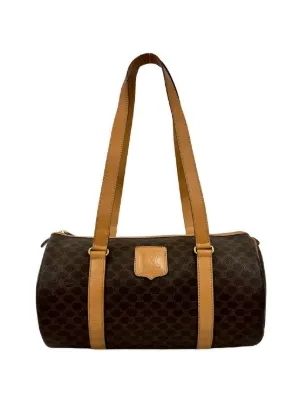 【CELINE】1990s Macadam Pattern Boston Bag Celine Vintage Macadam Pattern Logo Embossed Big Boston Bag