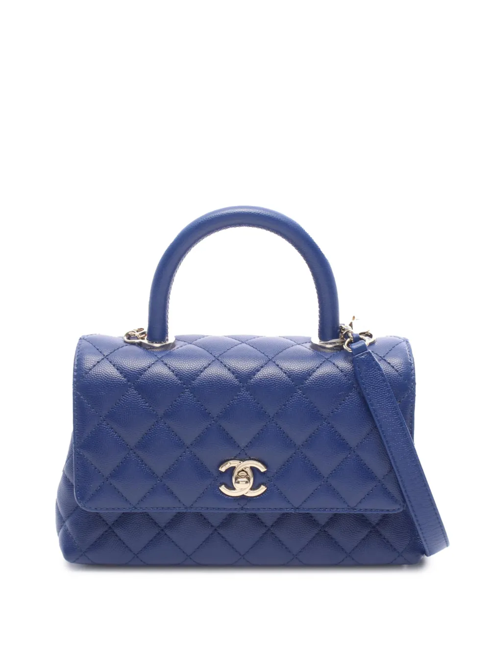 CHANEL Pre-Owned 2021-2026 Small Quilted Caviar Coco Top Handle Bag handbag - Blu