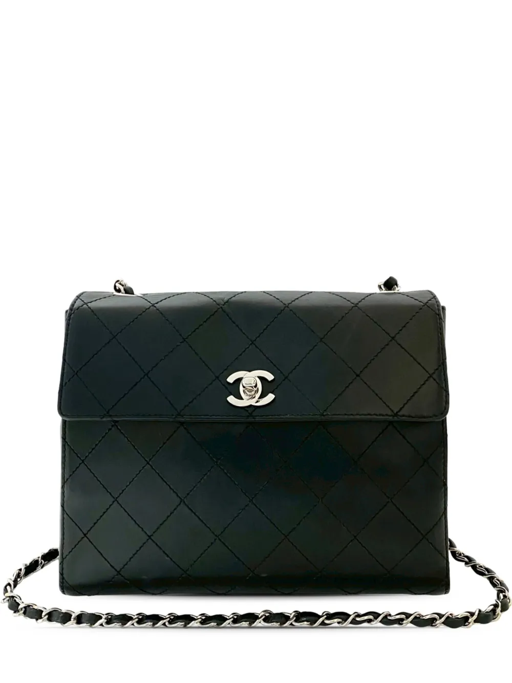 CHANEL Pre-Owned 2000-2002 Medium Square Lambskin Straight Single Flap crossbody bag - Nero