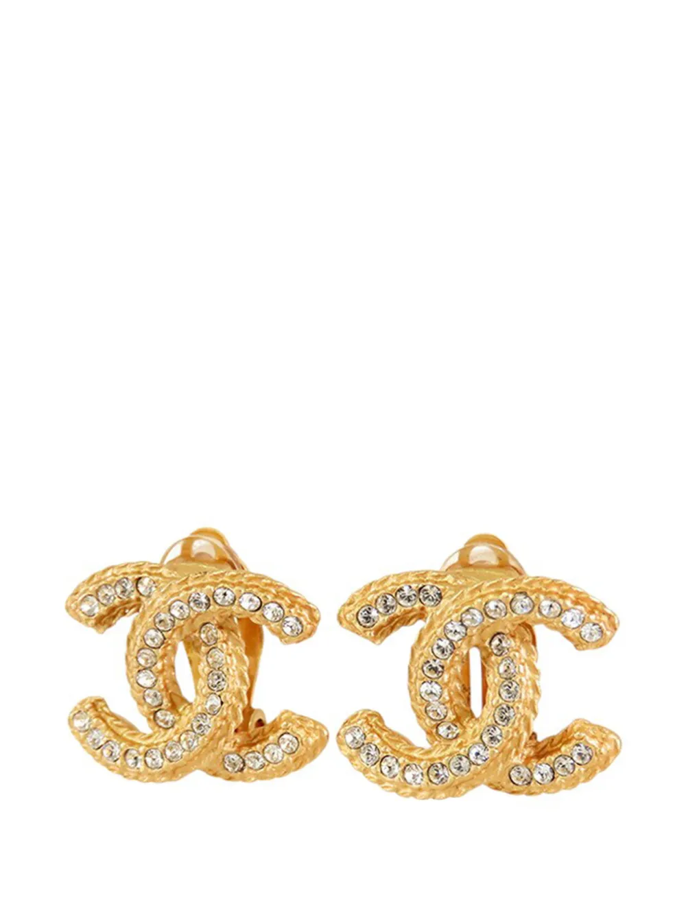 CHANEL Pre-Owned 2020 CC Gold Plated Rhinestone Clip On Earrings costume earrings - Oro