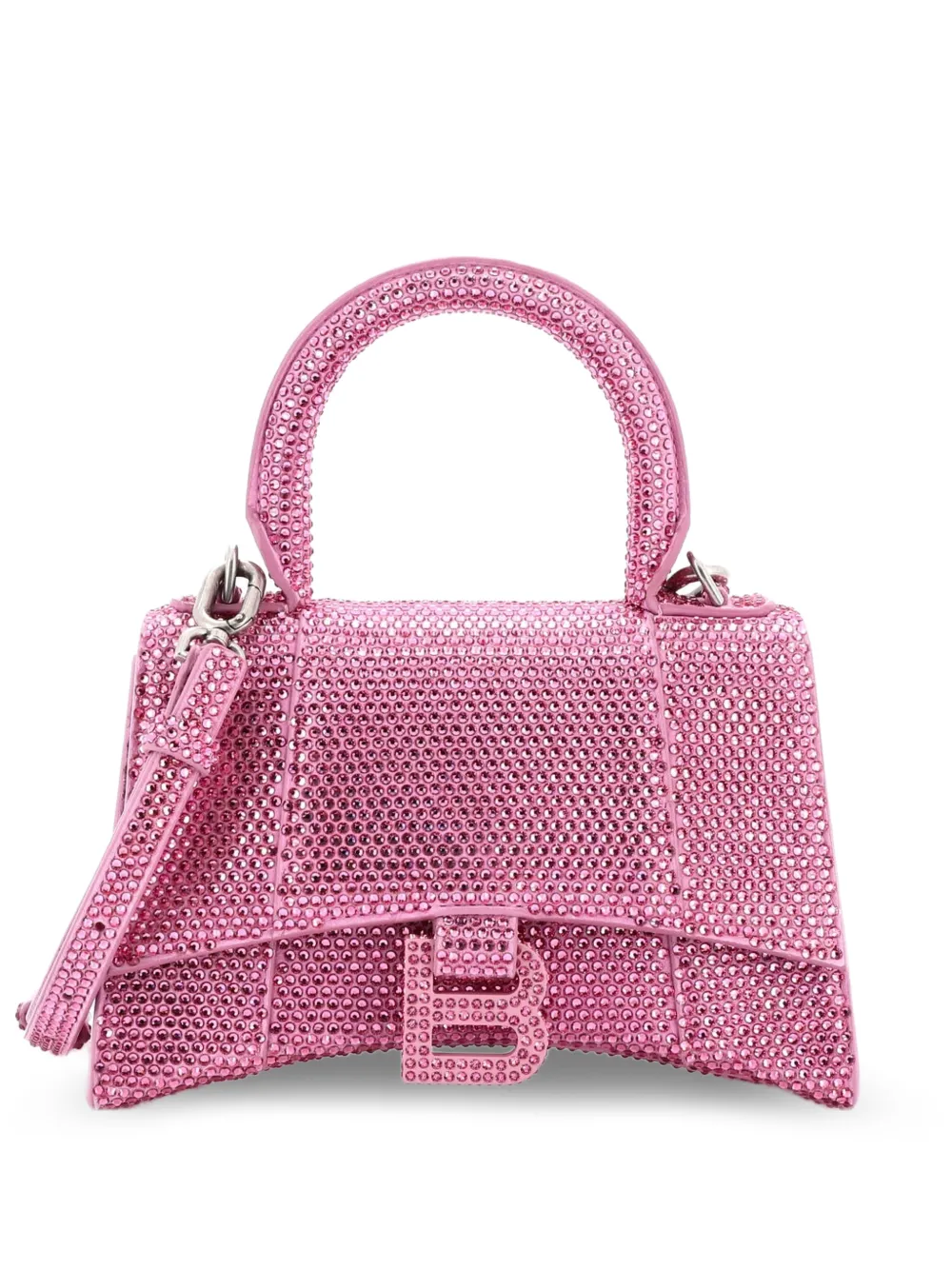 Balenciaga Pre-Owned Hourglass Top Handle Bag Suede with Crystals XS crossbody bag - Rosa