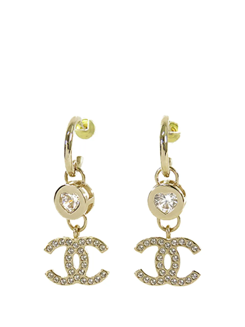 CHANEL Pre-Owned 2024 CC Gold Plated Crystal Drop Hoop Push Back Earrings costume earrings - Oro