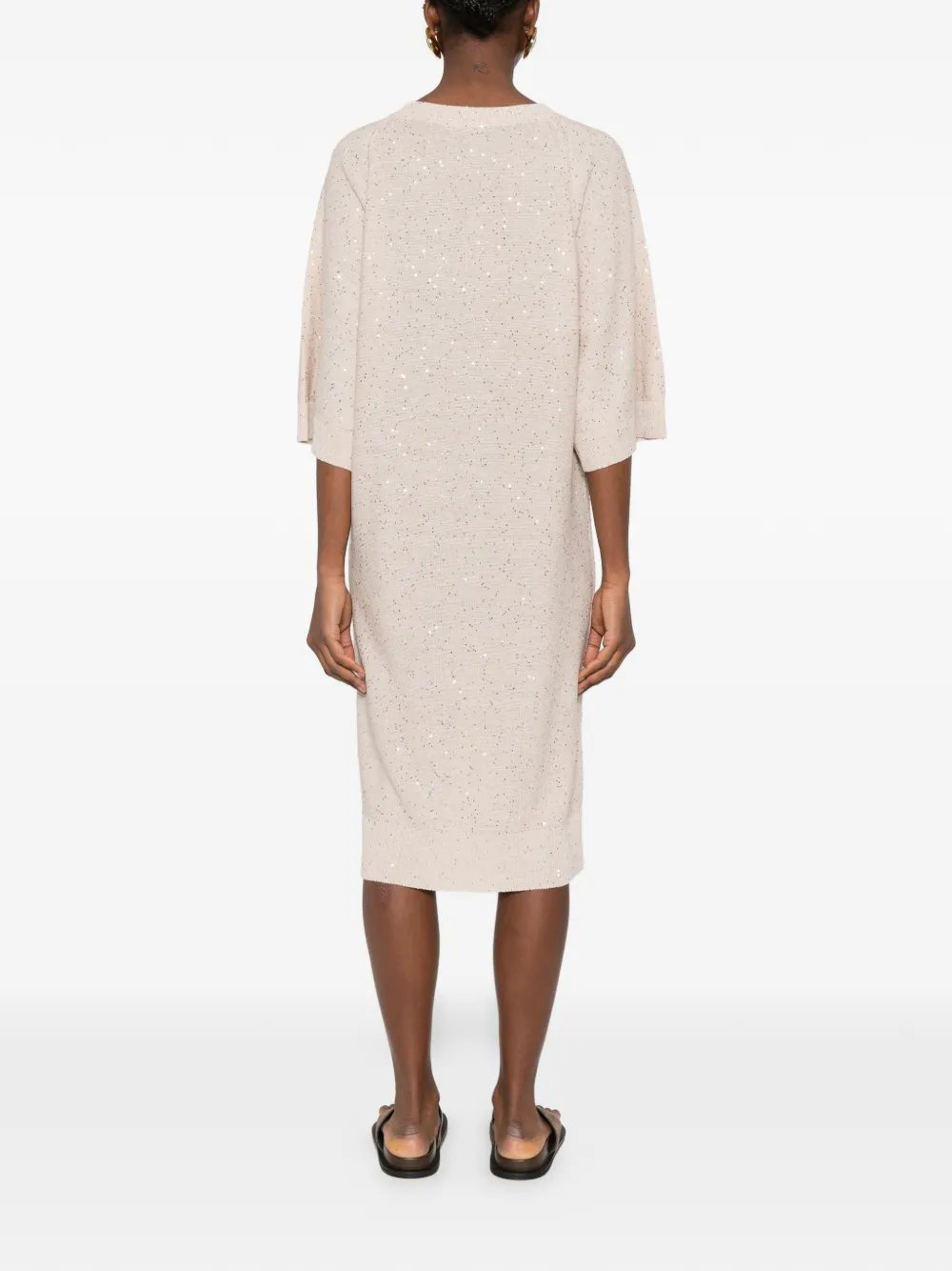 Sequin V-Neck Midi Dress