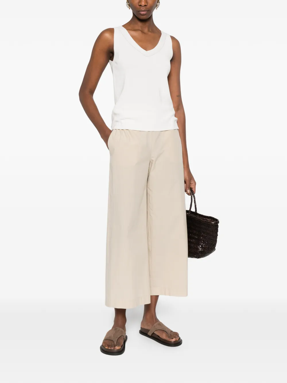  Panicale V-neck Tank Top - White 