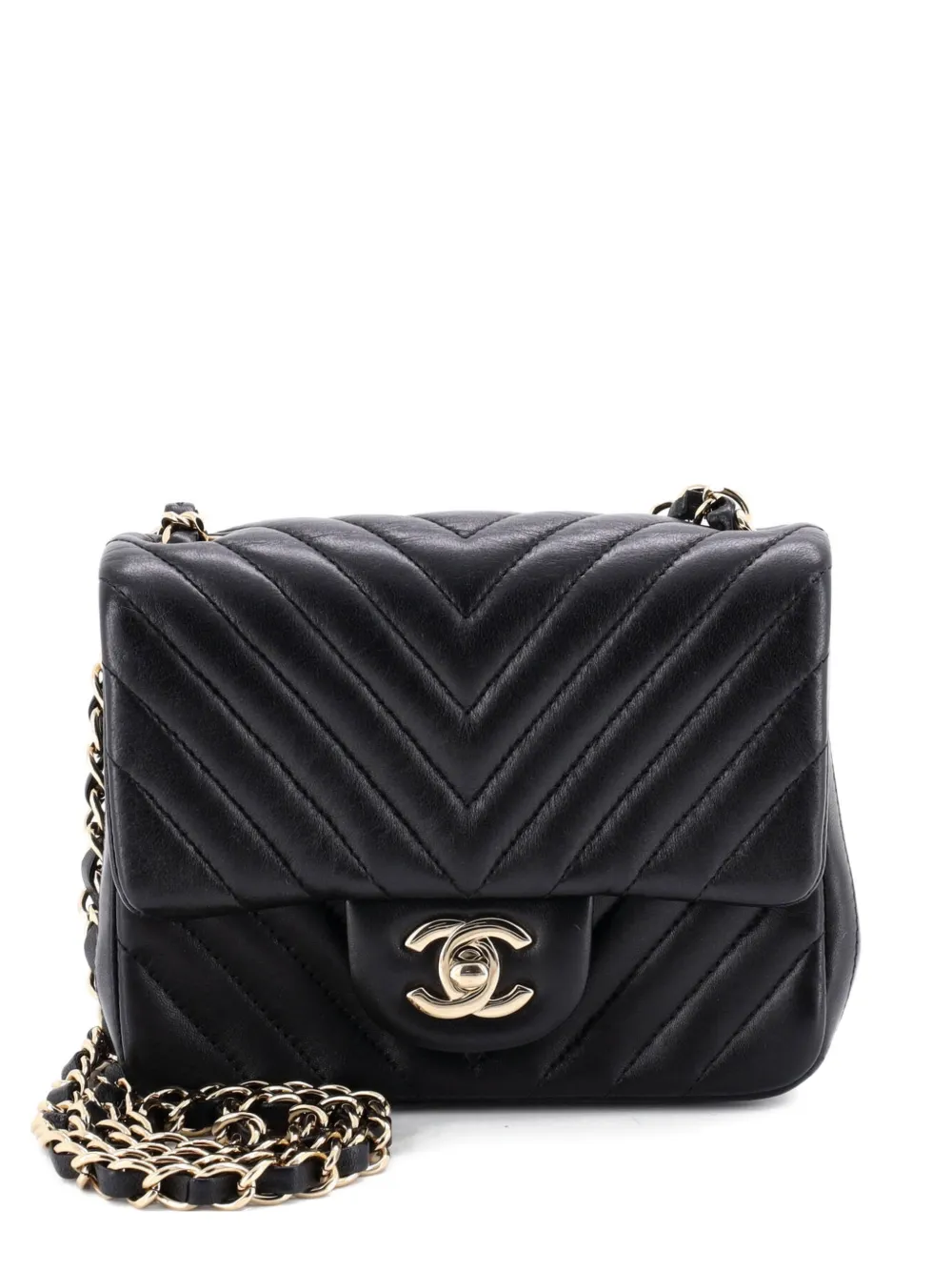 CHANEL Pre-Owned Square Classic Single Flap Bag Chevron Lambskin Mini crossbody bag - Nero