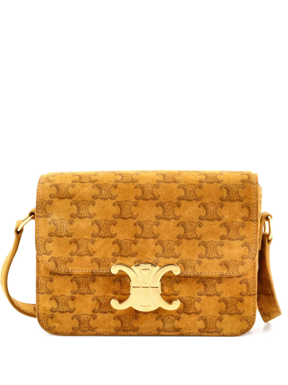 Celine Pre-Owned Triomphe Triomphe Suede Teen shoulder bag - Marrone