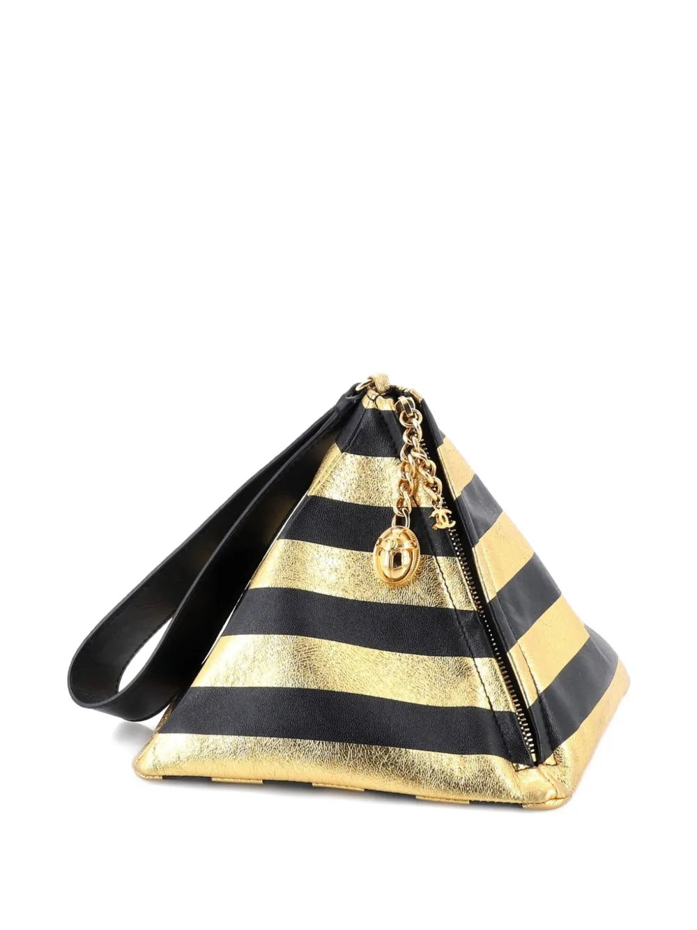 CHANEL Pre-Owned Kheops Pyramid Bag Striped Lambskin clutch bag - Nero