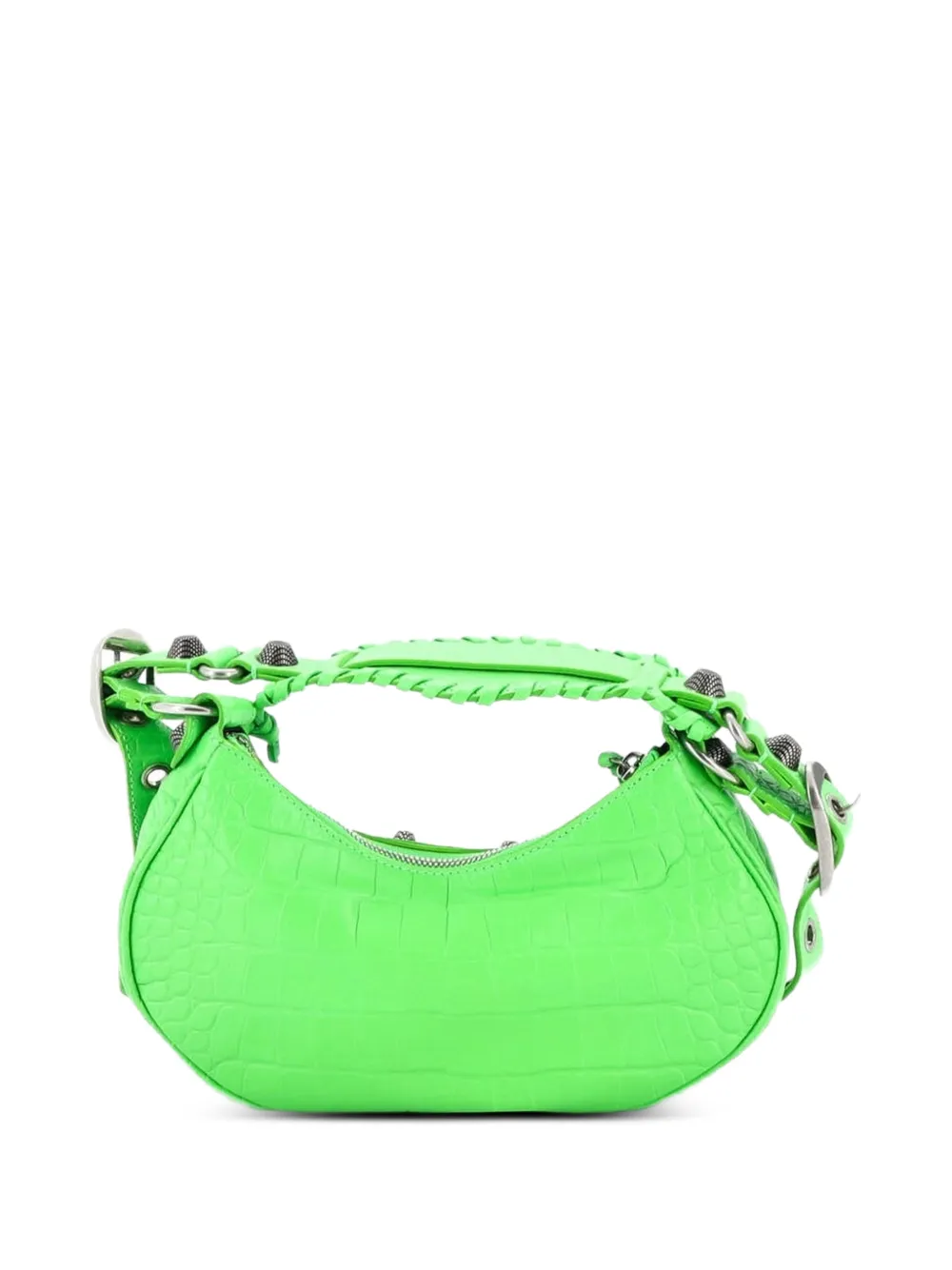 Balenciaga Pre-Owned Le Cagole Giant Studs Shoulder Bag Crocodile Embossed Leather XS hobo bag - Verde