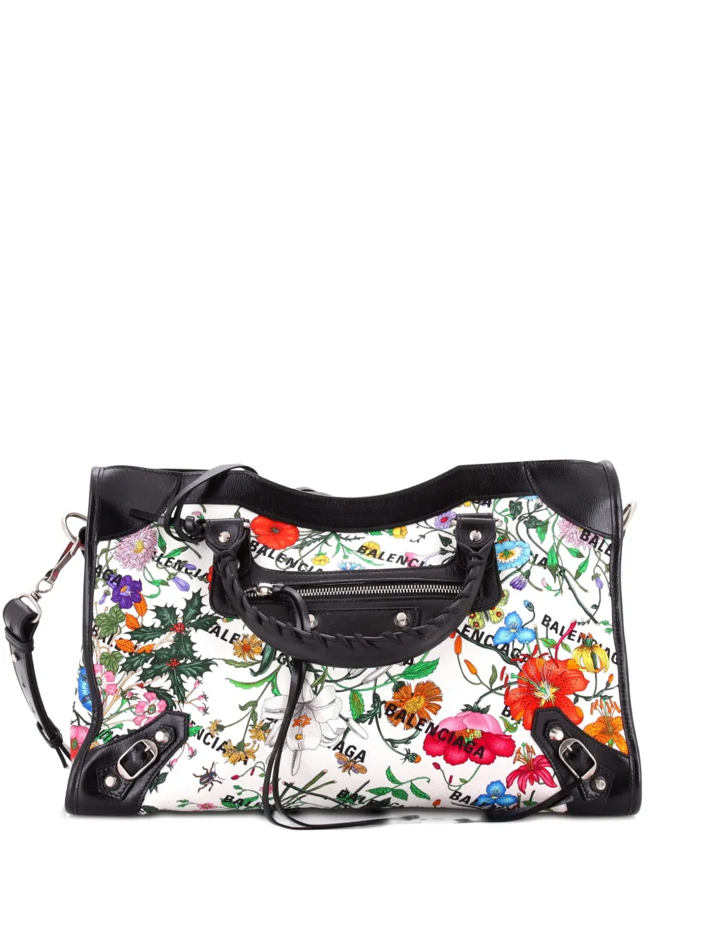 Gucci Pre-Owned x Balenciaga The Hacker Project Neo Classic City Bag Flora Canvas Medium shoulder bag - Nero