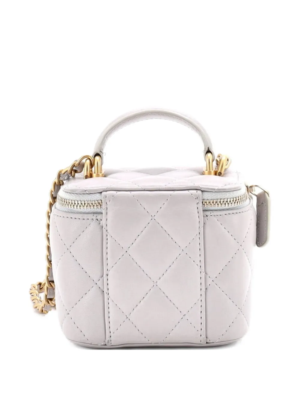 Classic Top Handle Vanity Case With Chain Quilted Lambskin Mini Crossbody Bag