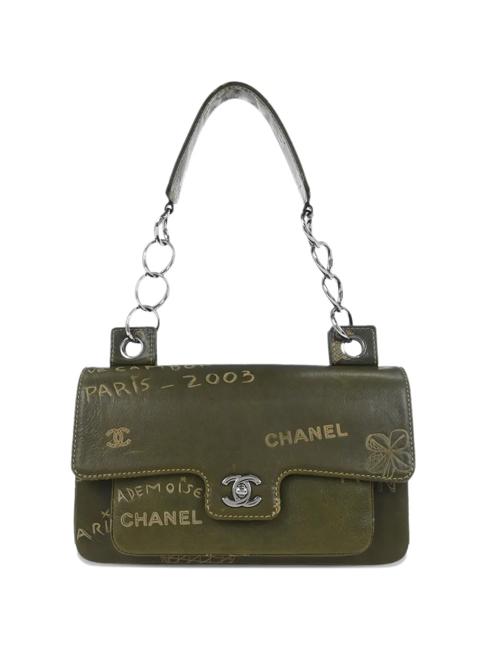 CHANEL Pre-Owned 2003 logo-detail leather tote bag - Verde