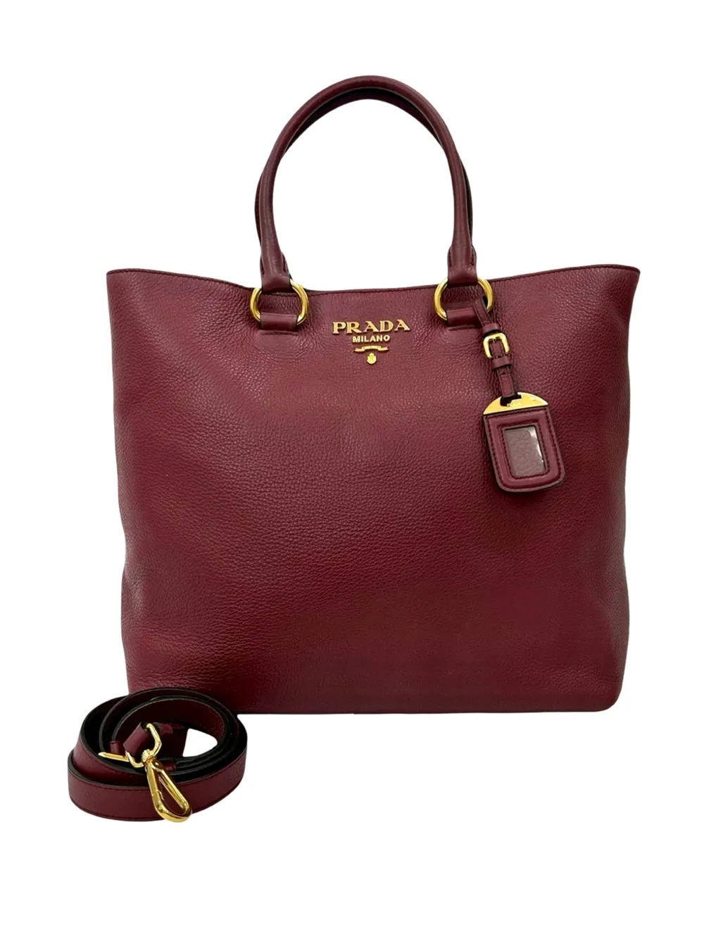 Prada Pre-Owned 2000-2025 Vitello Daino Open Convertible Tote satchel - Rosso