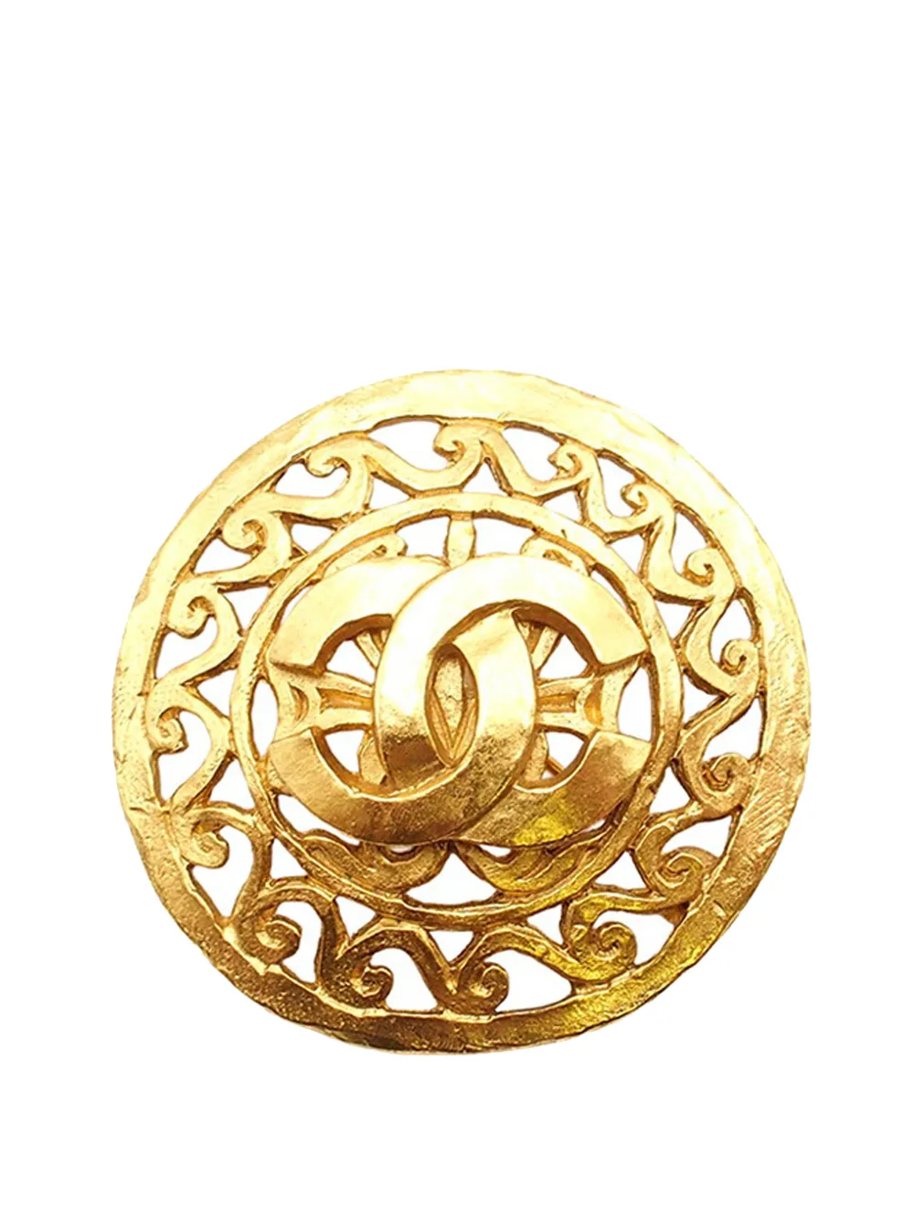CHANEL Pre-Owned 1995 CC Gold Plated Round Brooch costume brooch - Oro