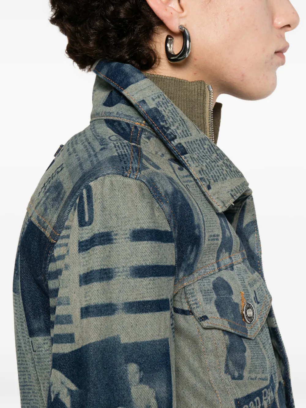 Jean Paul Gaultier Denim jack met print Blauw